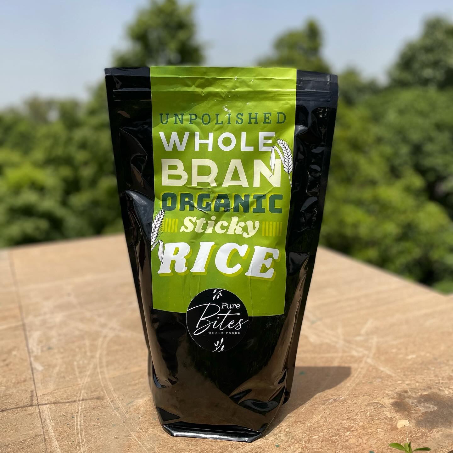 A sealed pack of Pure Bites rice
